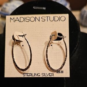 New Madison Studio Textured Sterling Silver Hoop Earrings Gift